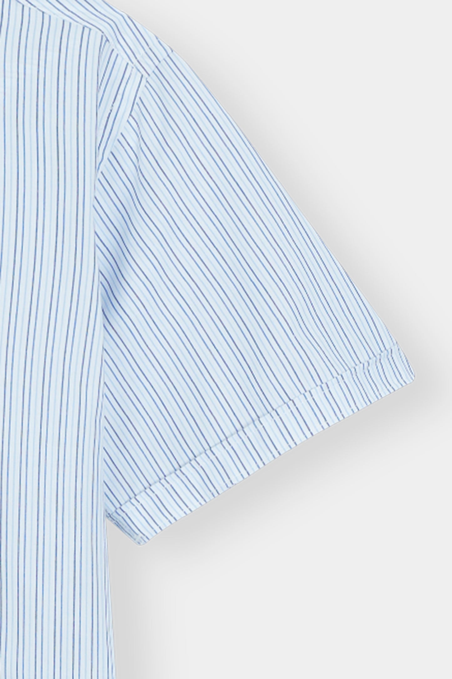 Blue and White Striped Short Sleeve Shirt Reality