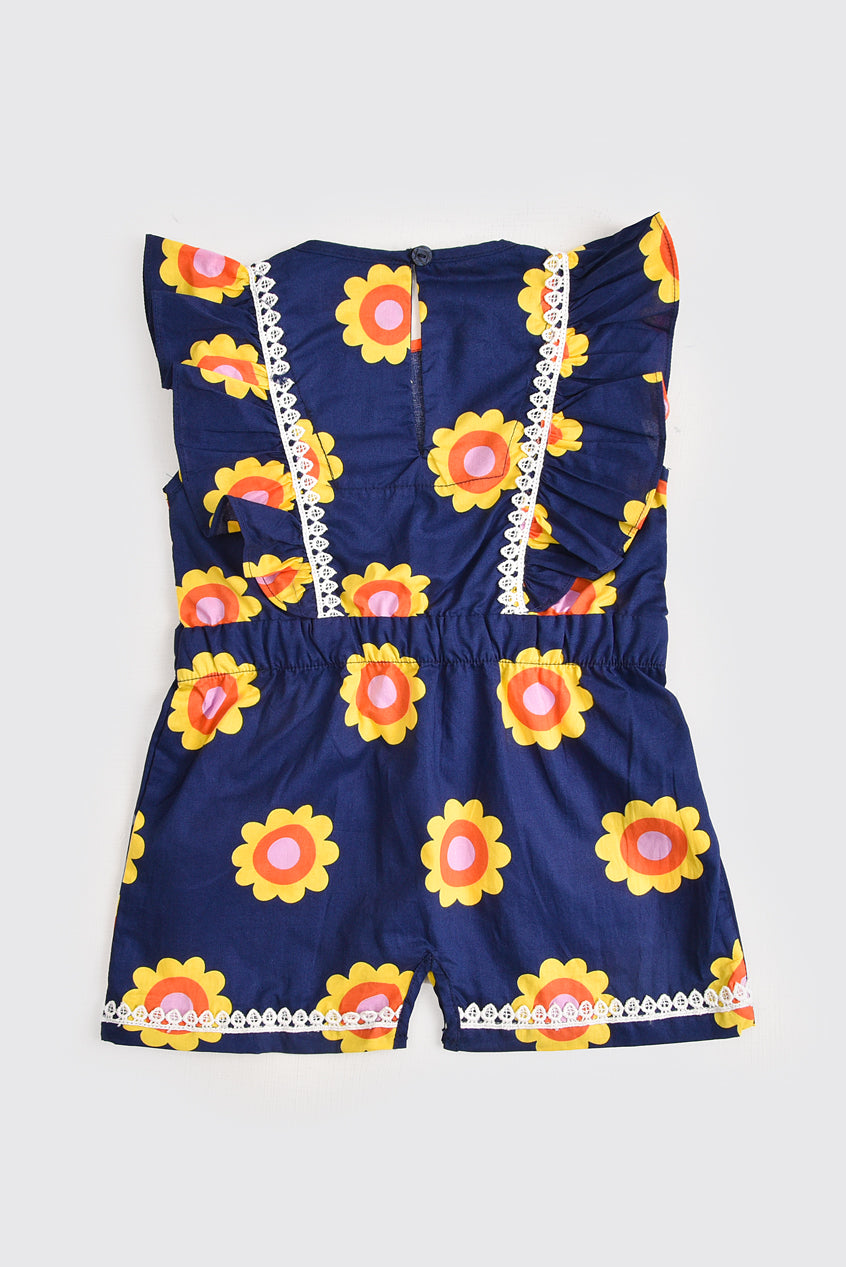 Spring Bloom Baby Romper Black Reality