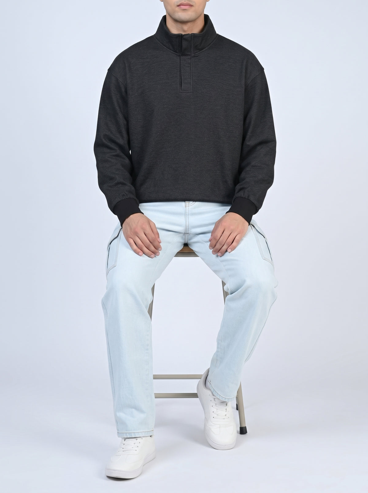HALF ZIP BLACK MOCK NECK REALITY