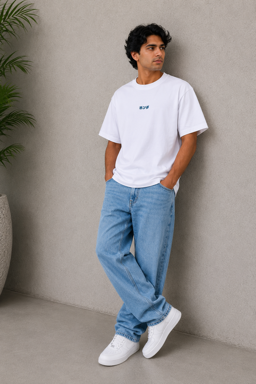 MEN DROP SHOULDER WHITE PRINTED T-SHIRT Reality