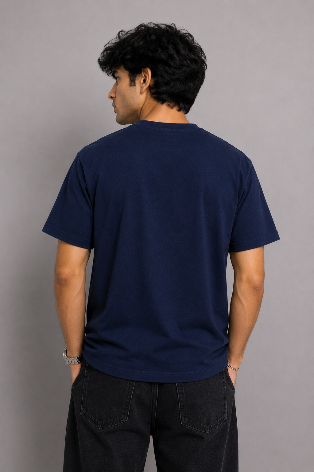 MEN NAVY DOWN SHOULDER T-SHIRT Reality