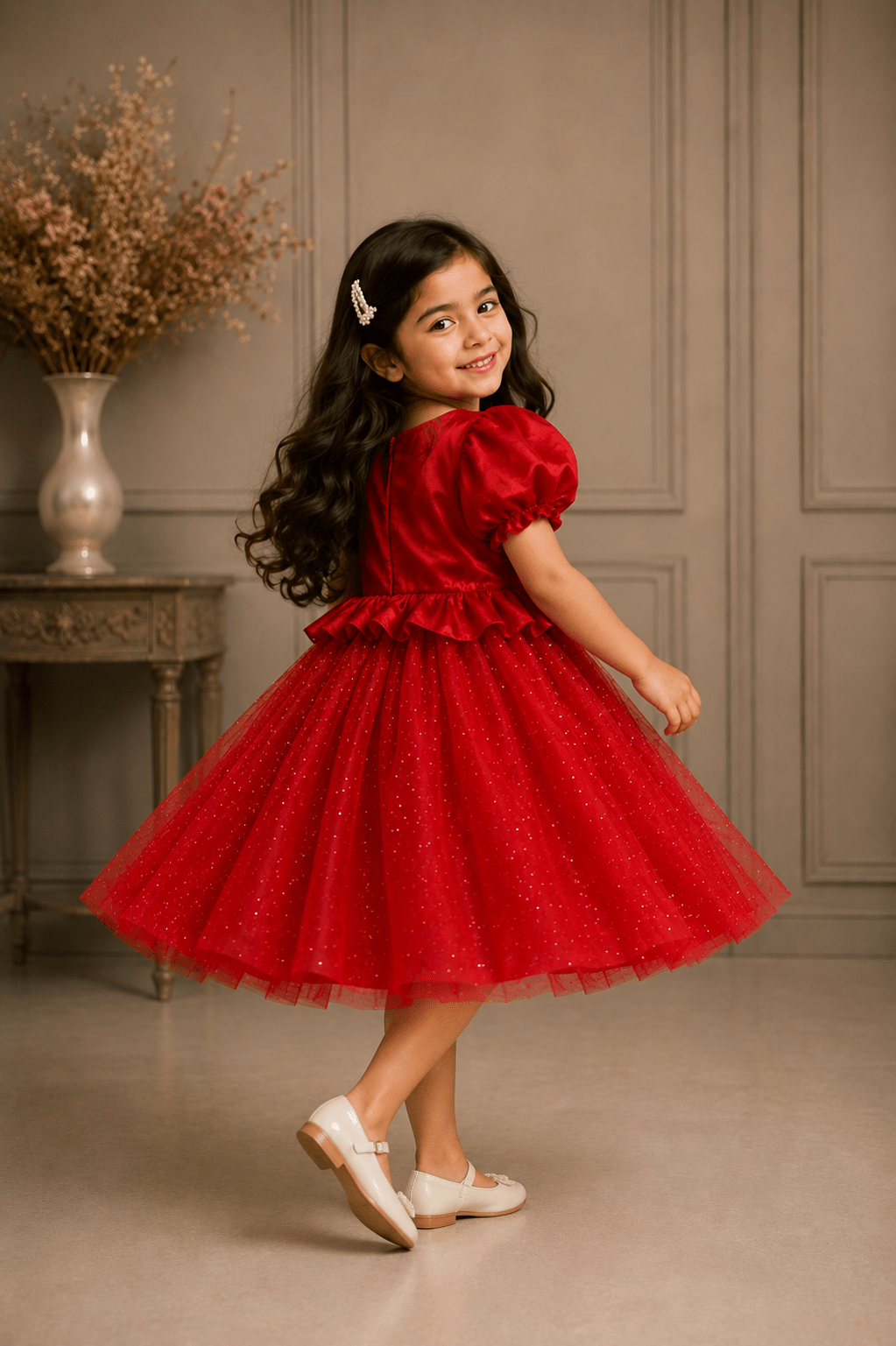 GIRLS MEHROON FROCK Reality