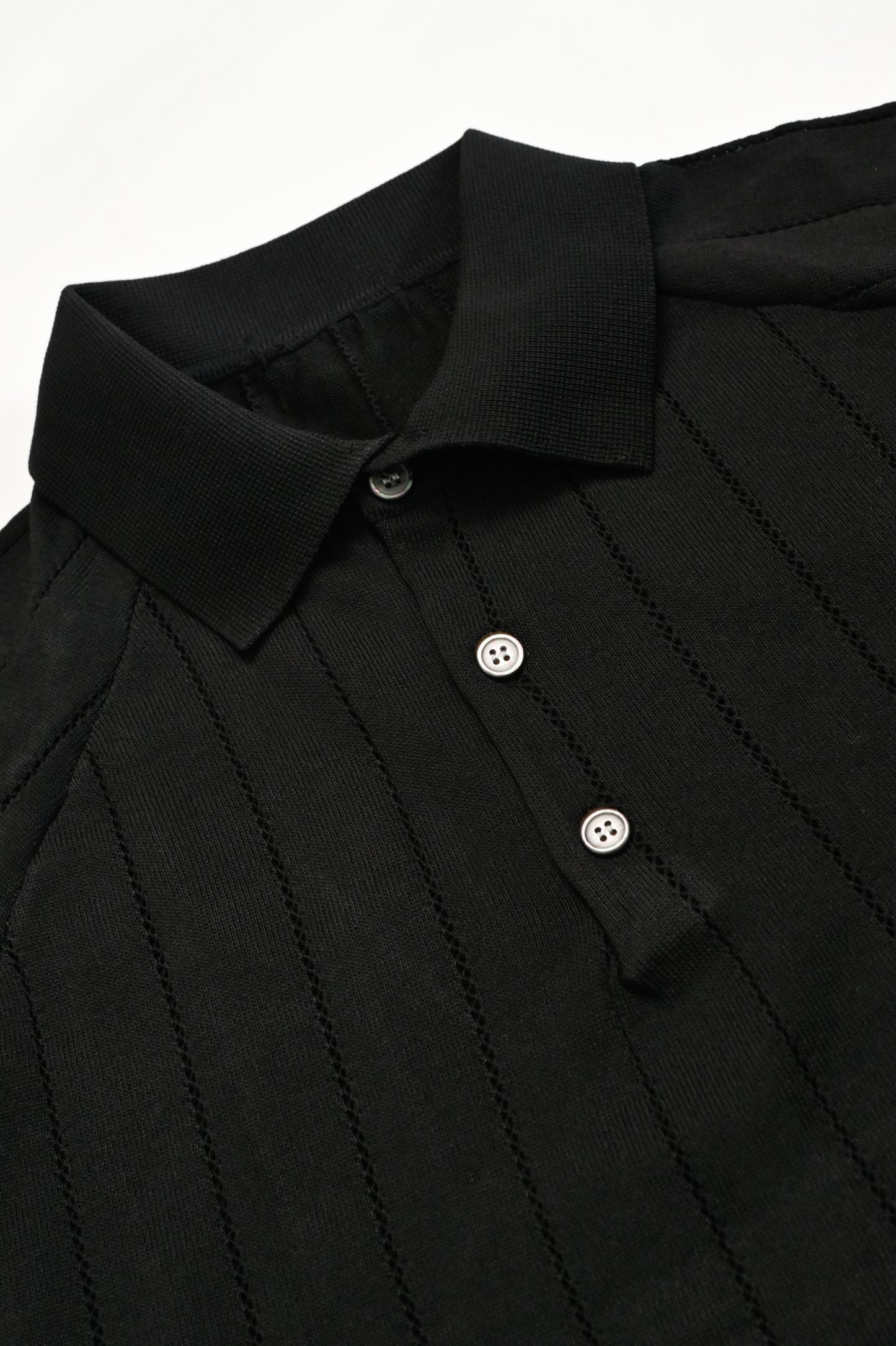 IMPORTED KNITTED BLACK POLO Reality