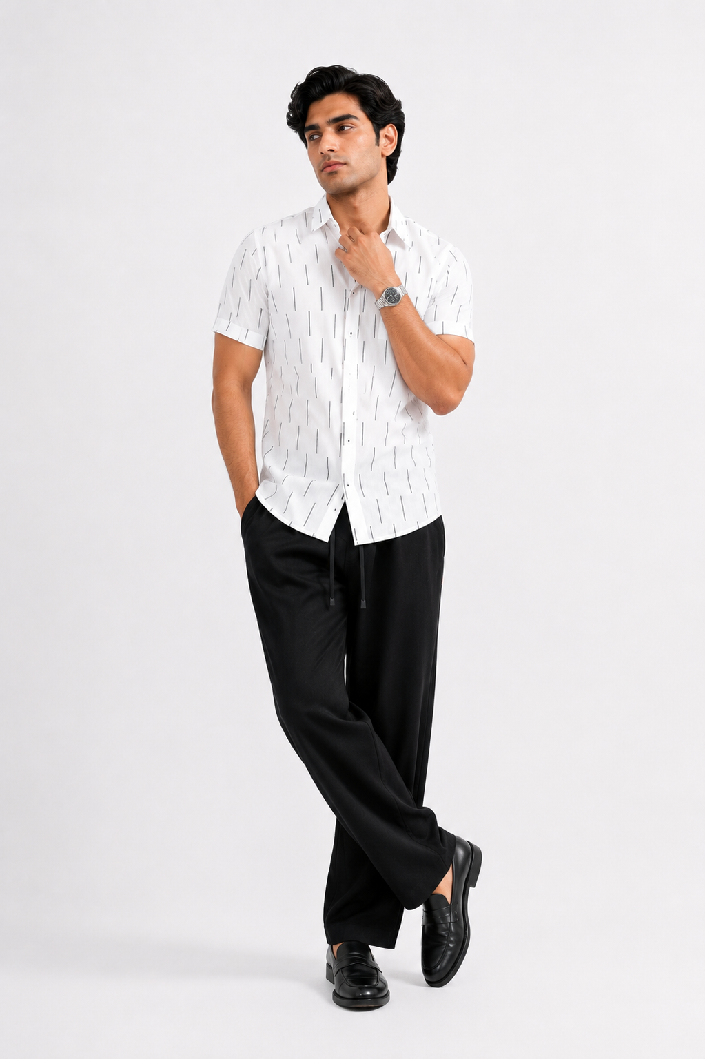 OFF WHITE STRIPED H/S CASUAL SHIRT Reality