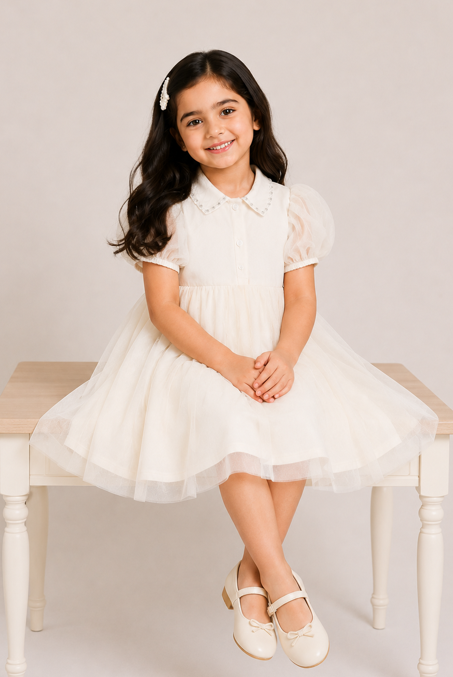 GIRLS CREAM FROCK Reality