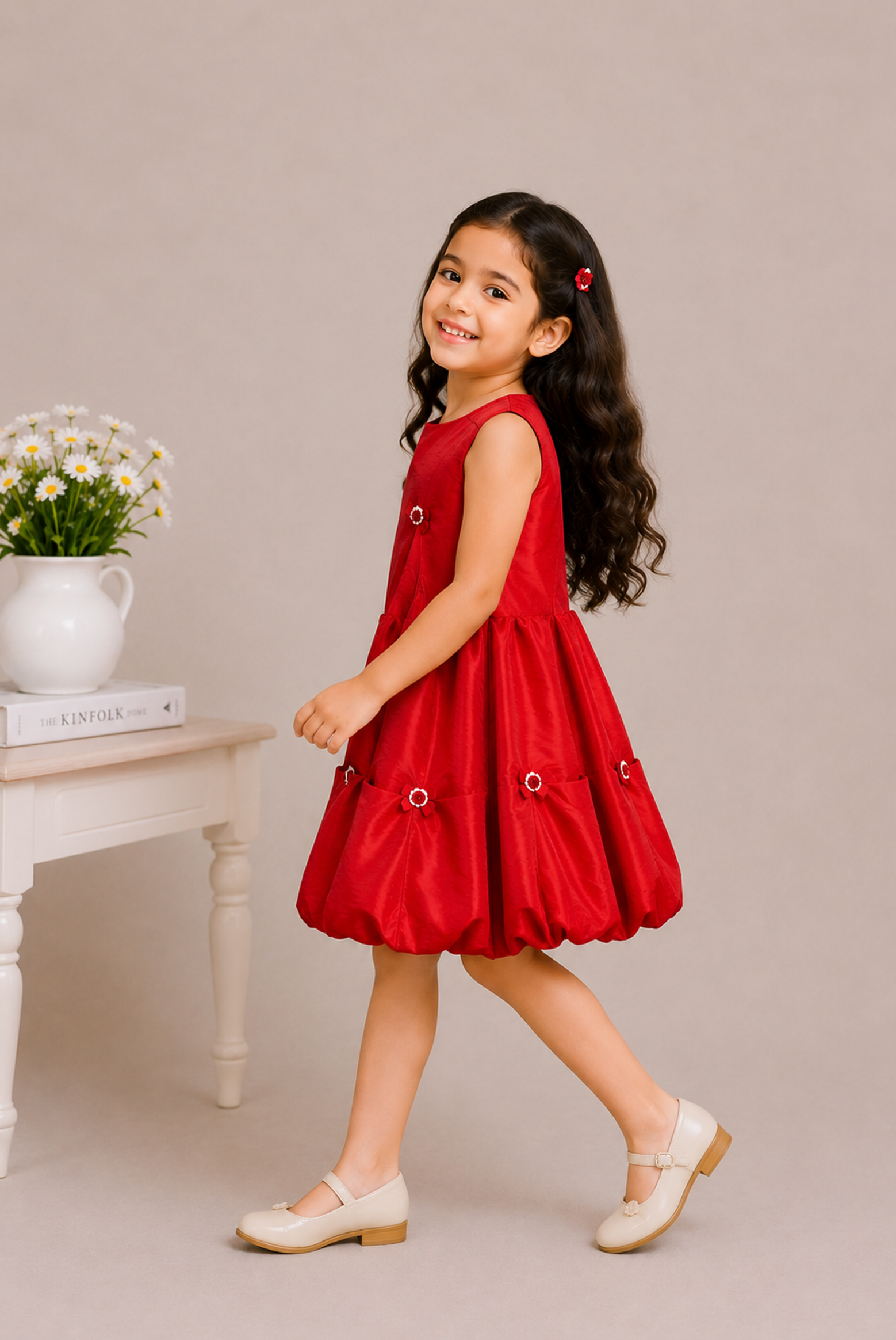 GIRLS MEHROON FROCK Reality