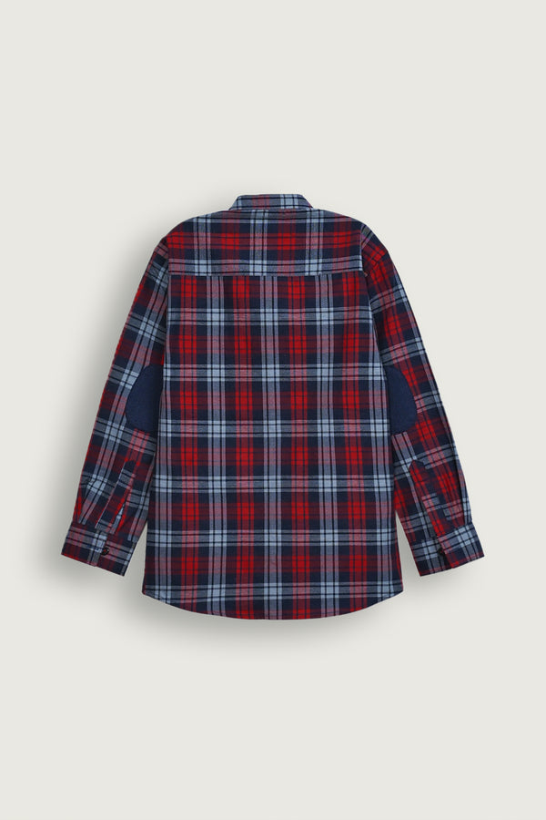 Maroon Check Band Collar Shirt Reality