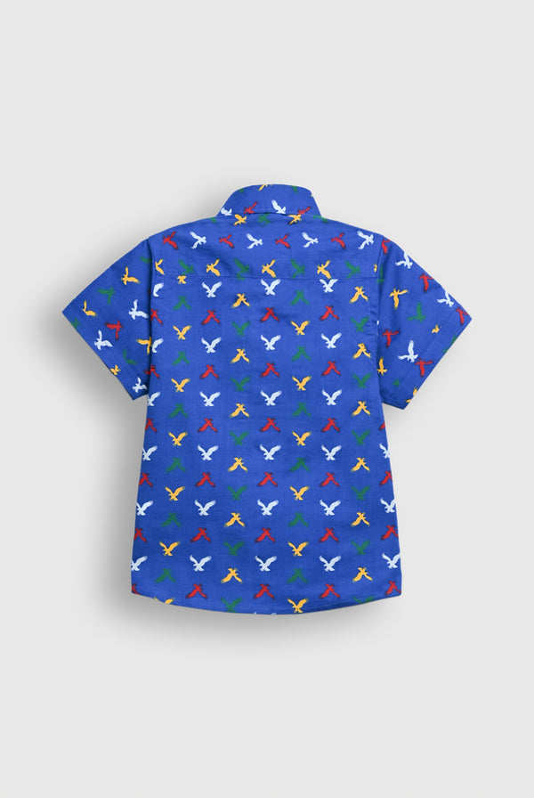 Bird Pattern Short Sleeve Shirt REALITY