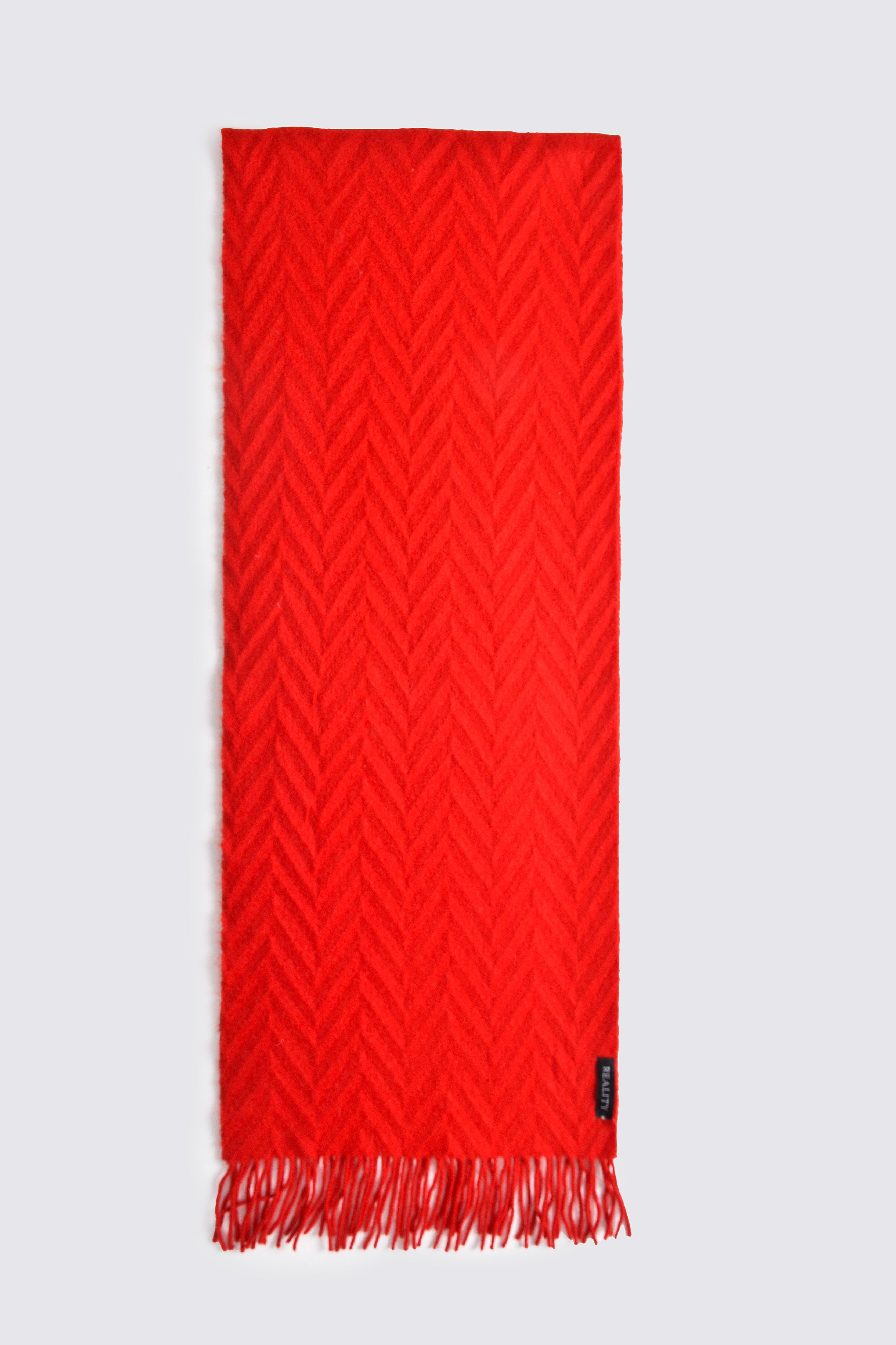 Crimson Weave Woolen Muffler Reality