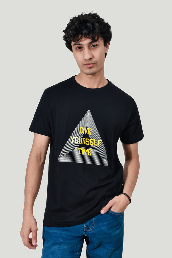Black Graphical Time T-shirt