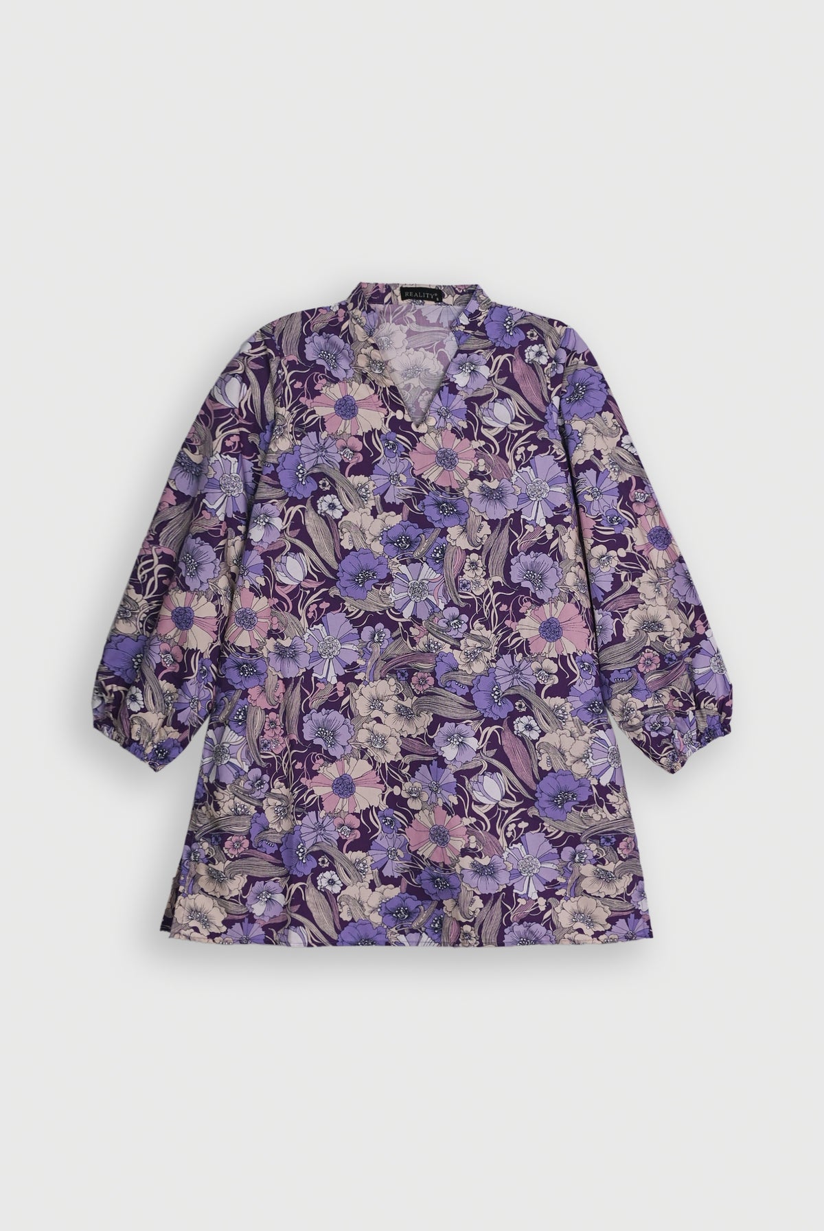 PURPLE FLORAL BLACK FROCK Reality