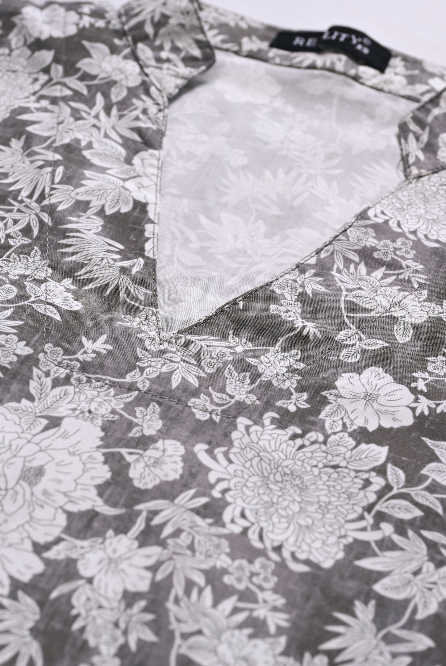 GRAY FLORAL FROCK Reality