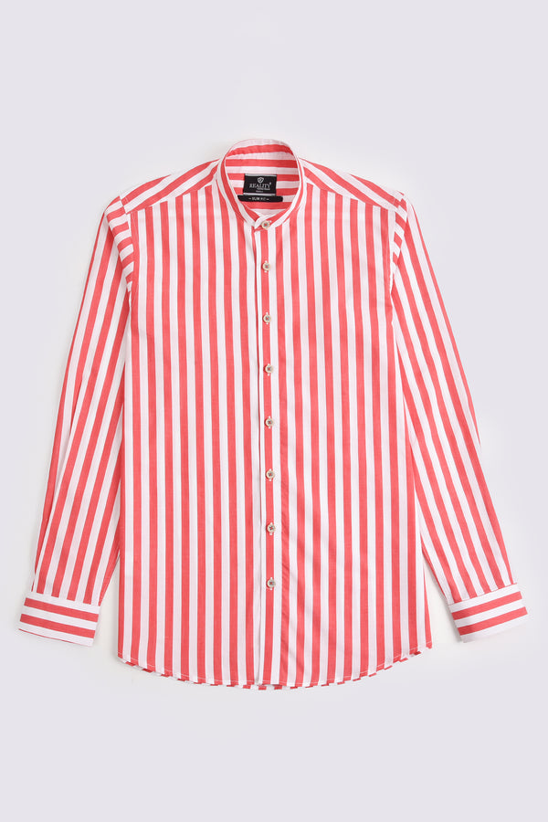 Red Striped Casual Shirt