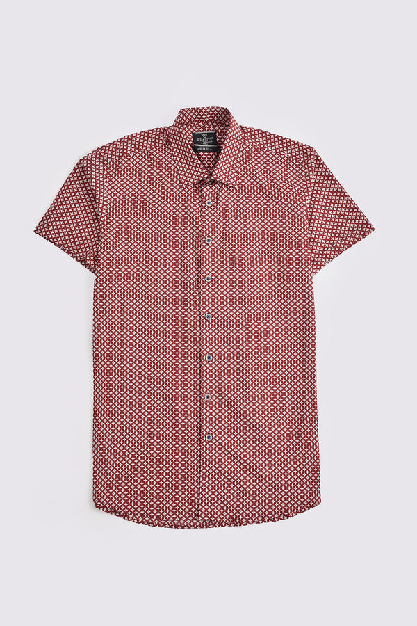 Geometric Maroon Printed Shirt