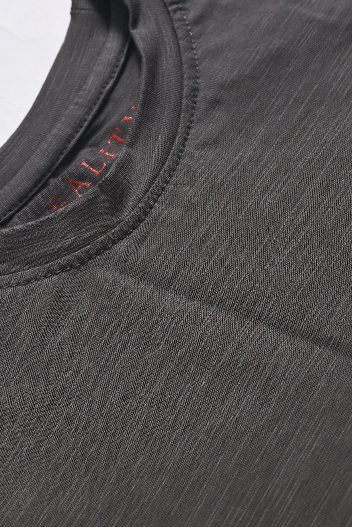 GRAY INTERLOCK DOWN SHOULDER TEE