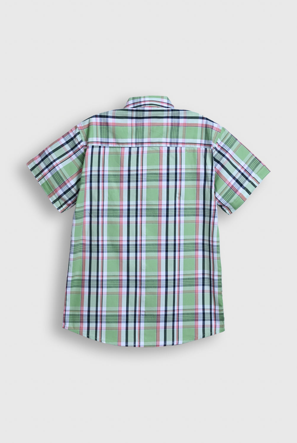 Boys Green Checkered Button-Down Shirt – Short Sleeve Reality
