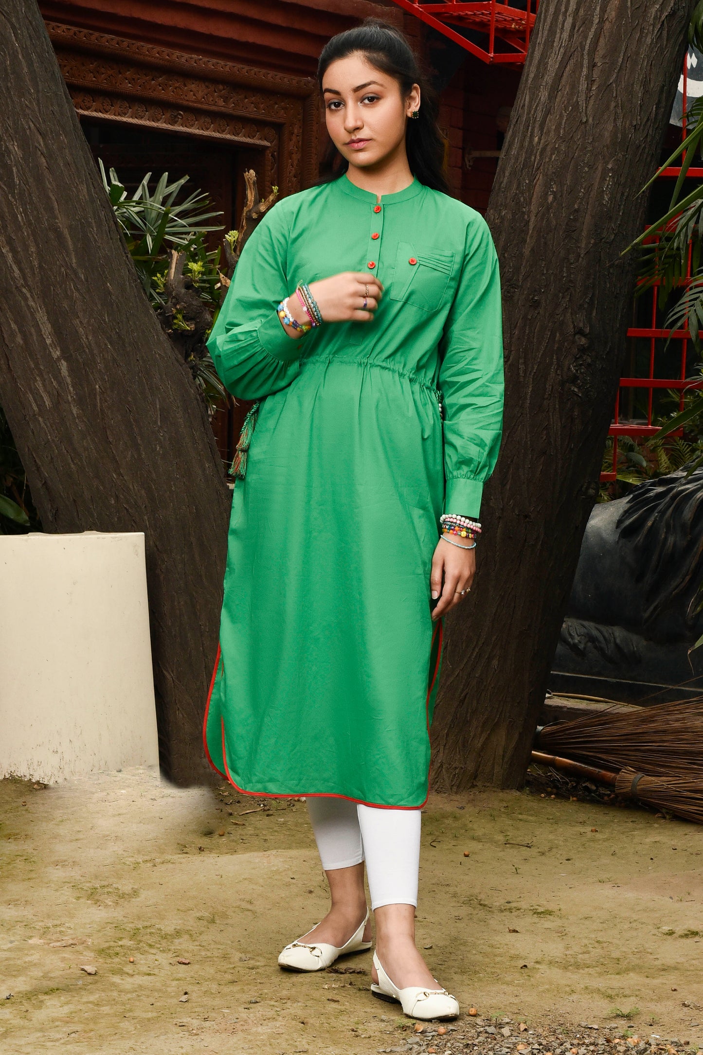 Vibrant Green Charm Sleeve Top Reality