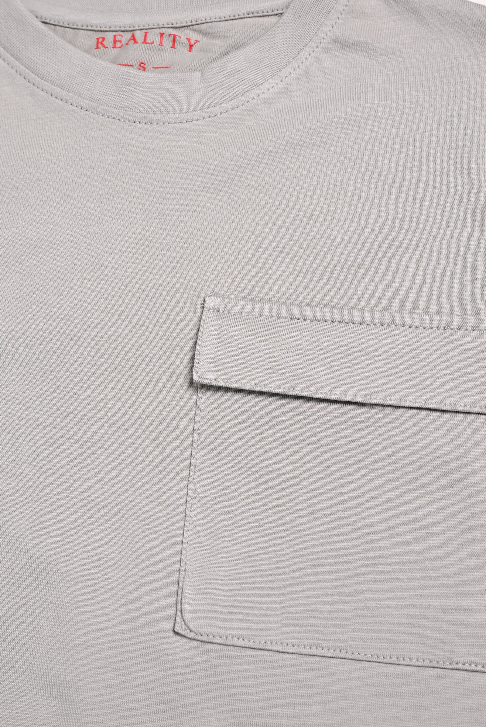 MEN DROP SHOULDER LIGHT GRAY PRINTED T-SHIRT Reality