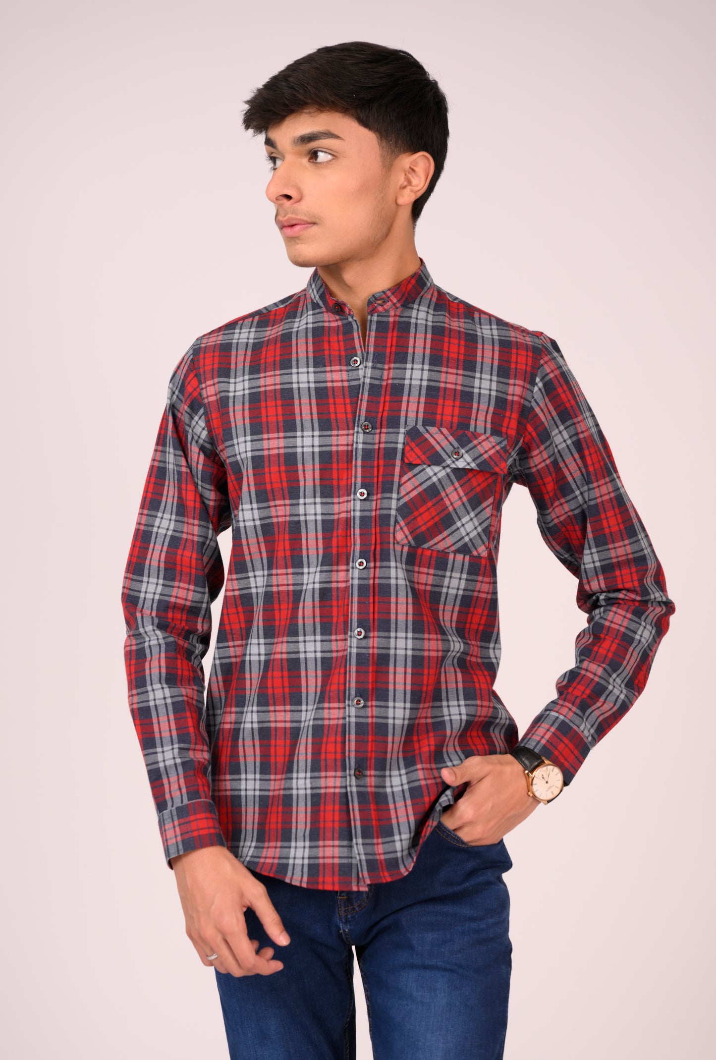 Red & Grey Tartan Casual Shirt Reality