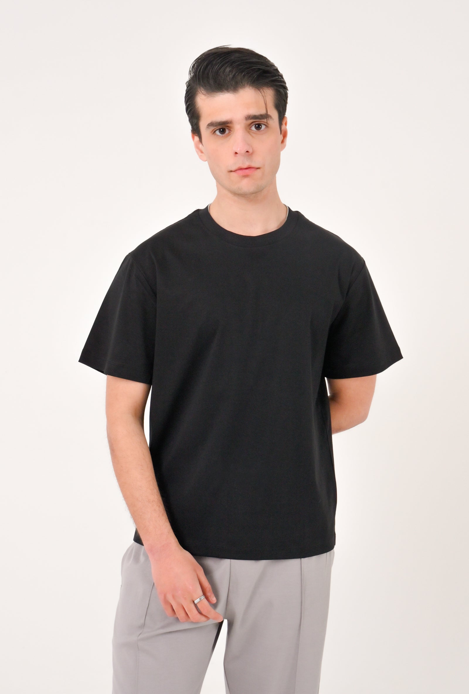 MEN BLACK DOWN SHOULDER T-SHIRT Reality