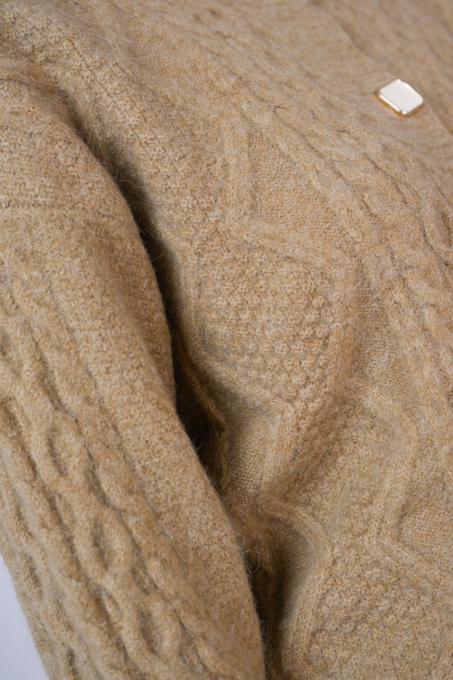 Tan Cable-Knit Cardigan Reality