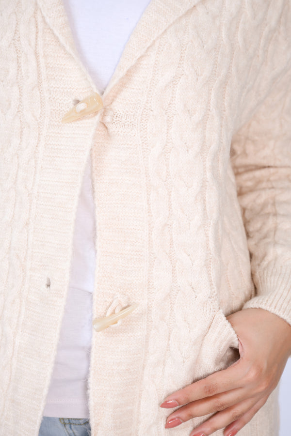 Women's Hooded Cardigan with Toggle Fasteners