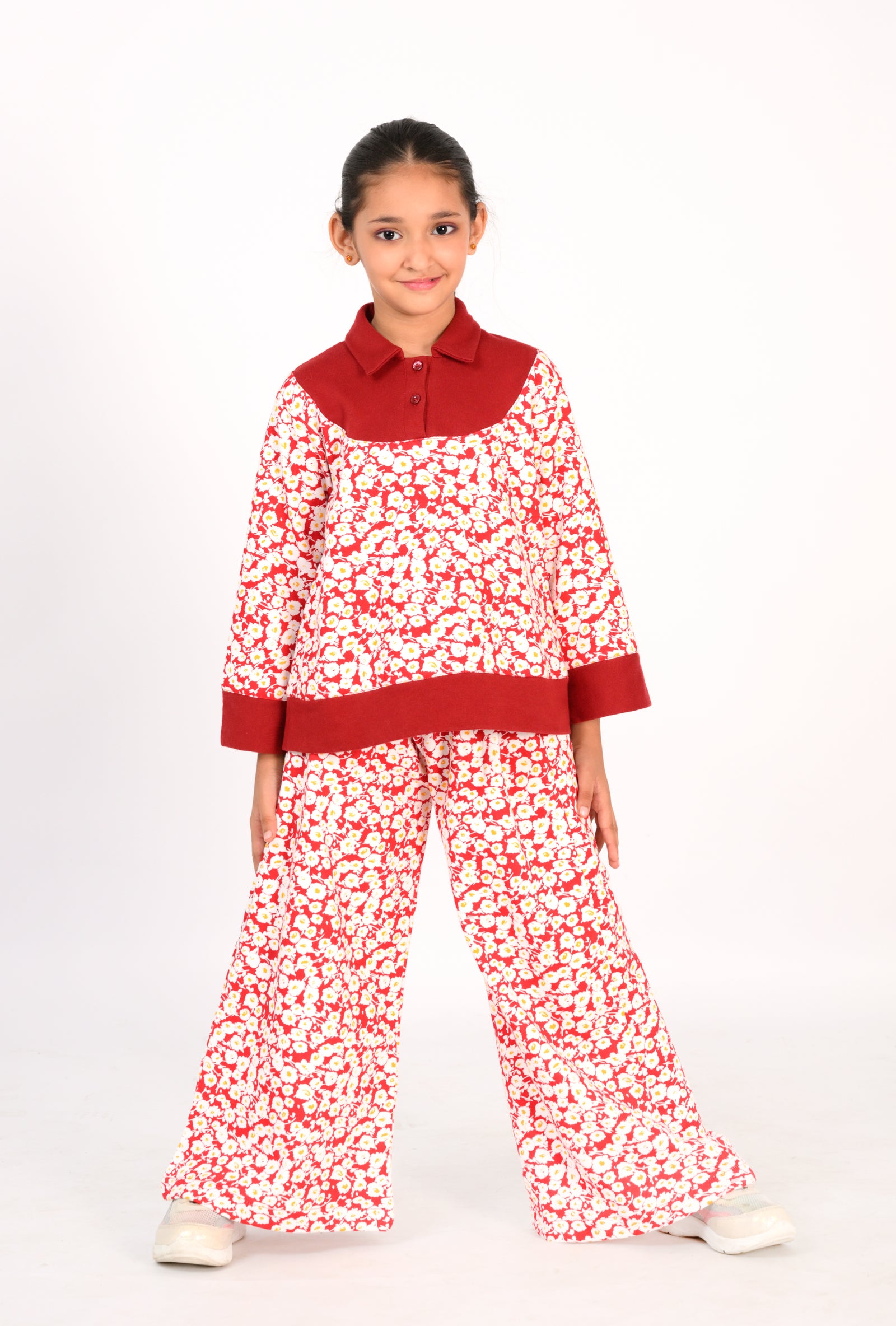 Red Floral Print Co-Ords for Kids Reality