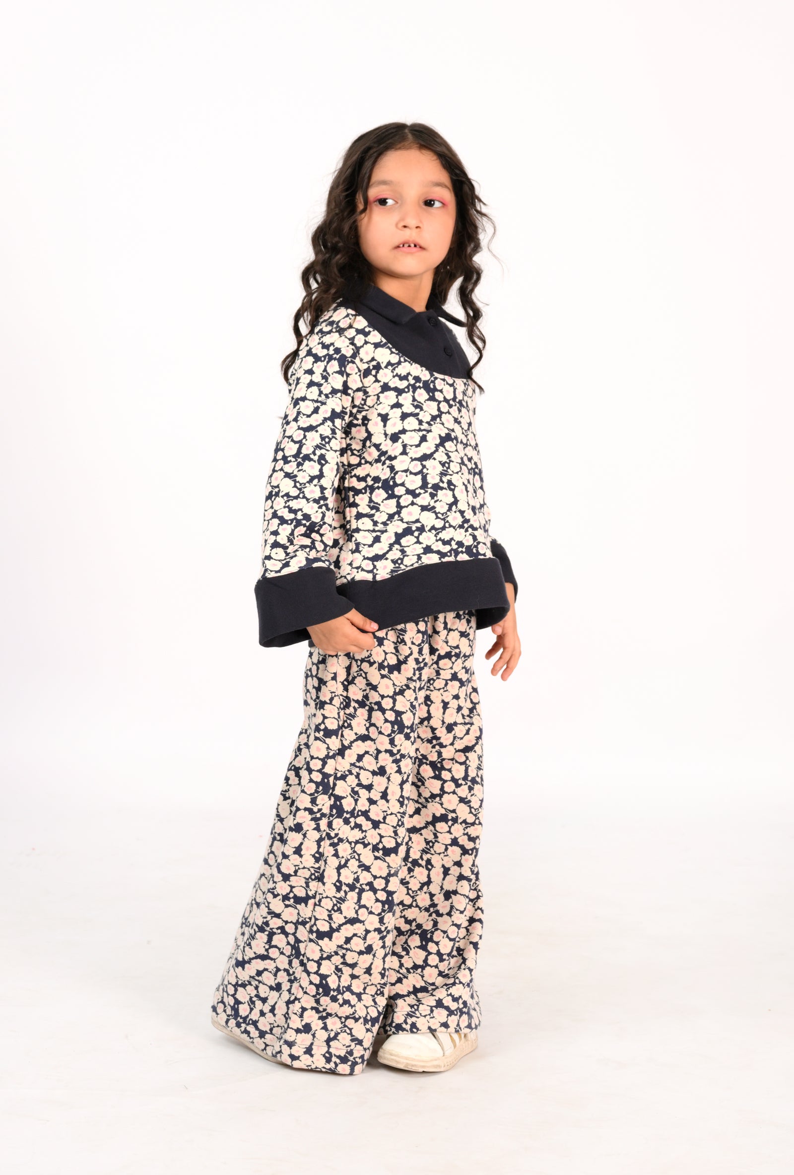Kids' Floral Print Co-Ords with Navy Collar Reality