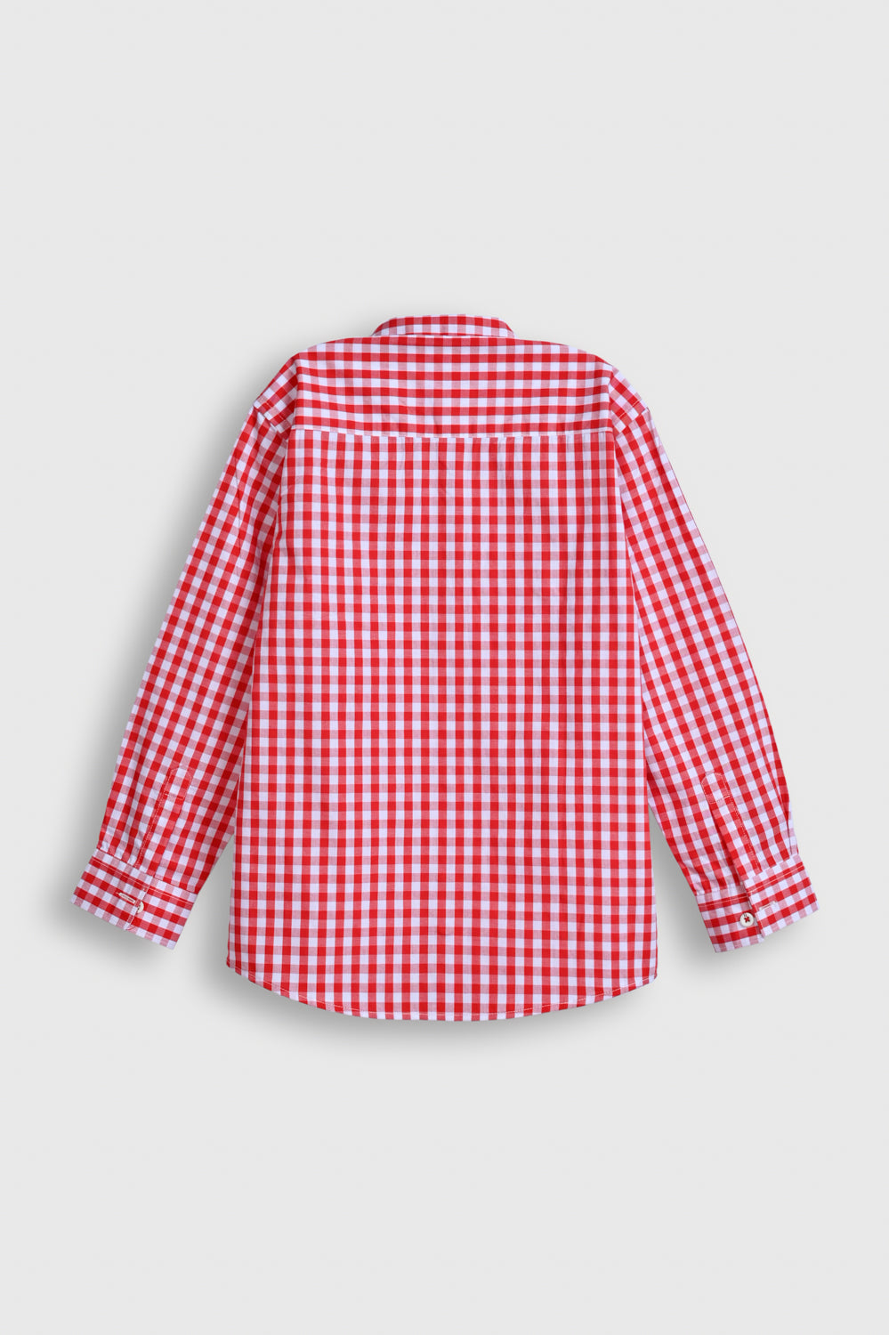 Boys' Red & White Gingham Check Shirt Full Sleeves with Twin Chest Pockets Reality