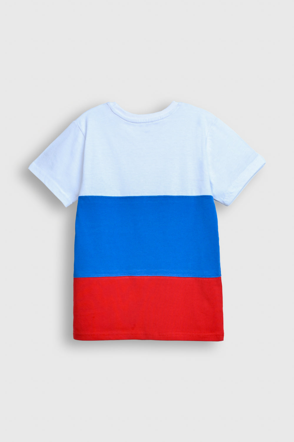 Boy Colorblock T-Shirt – White, Blue & Red Stripes Reality