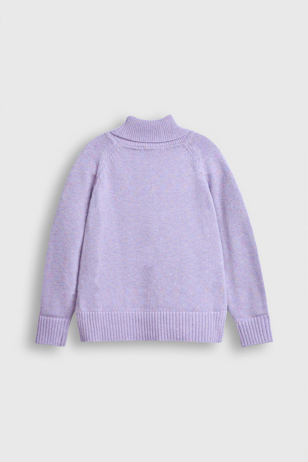 Lilac Turtleneck Sweater with 'IN LOVE' Patch Detail Reality