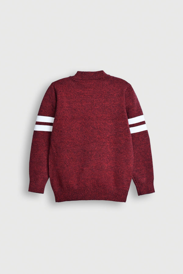 Kids' Maroon Sweater with Cartoon Patch Reality