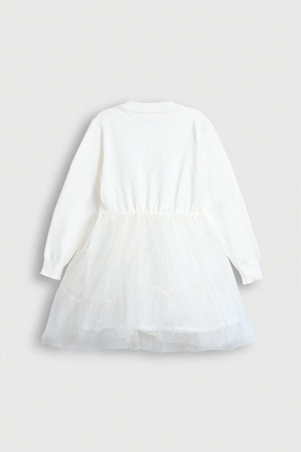 Off-White Knitted Dress with Tutu Skirt Reality