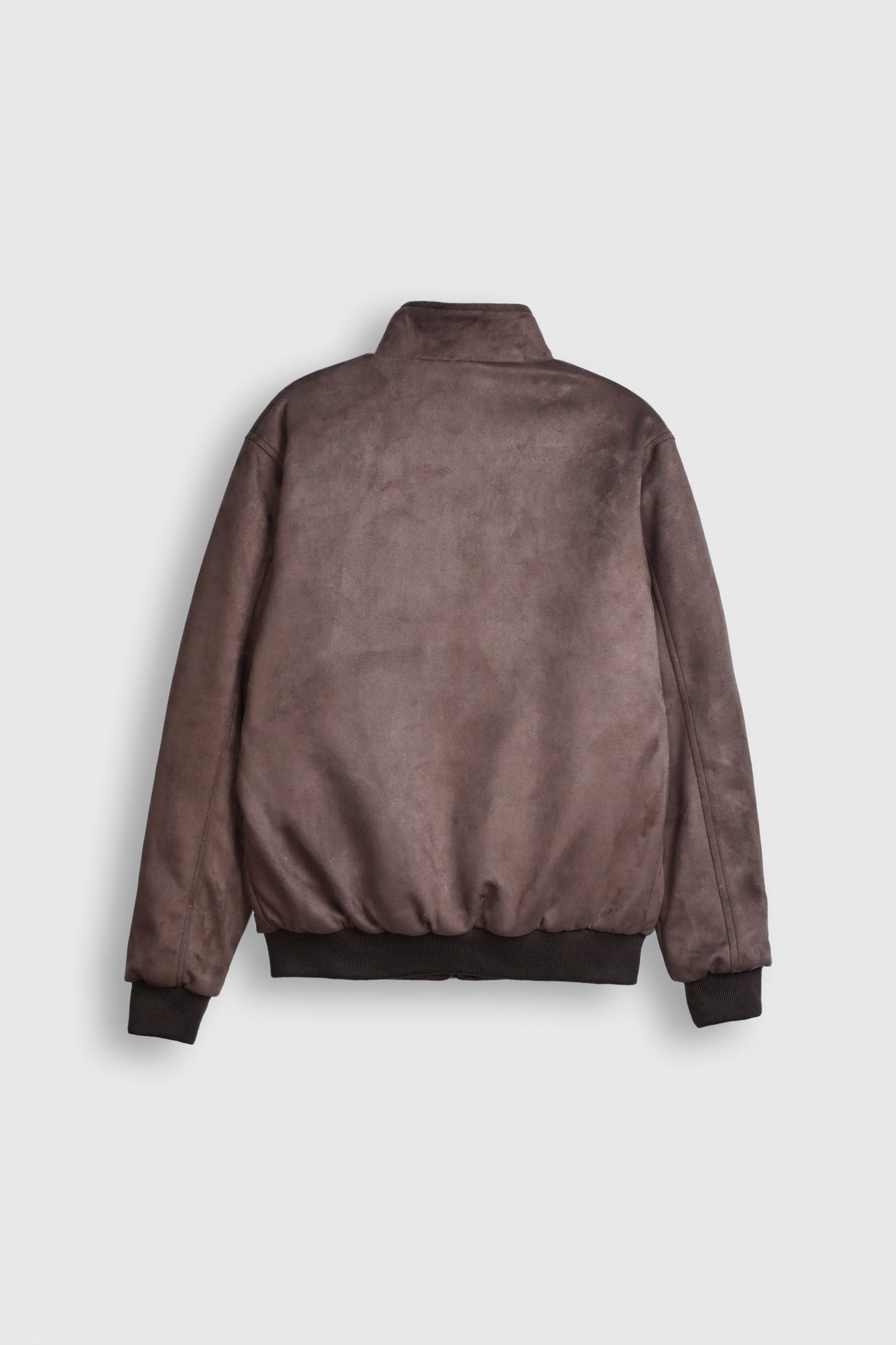 Mocha Dust Suede Bomber Jacket Reality