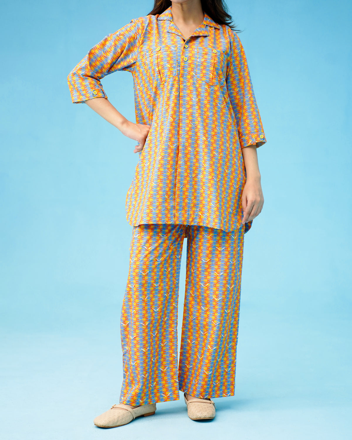 PRINTED ORANGE CO-ORD SET