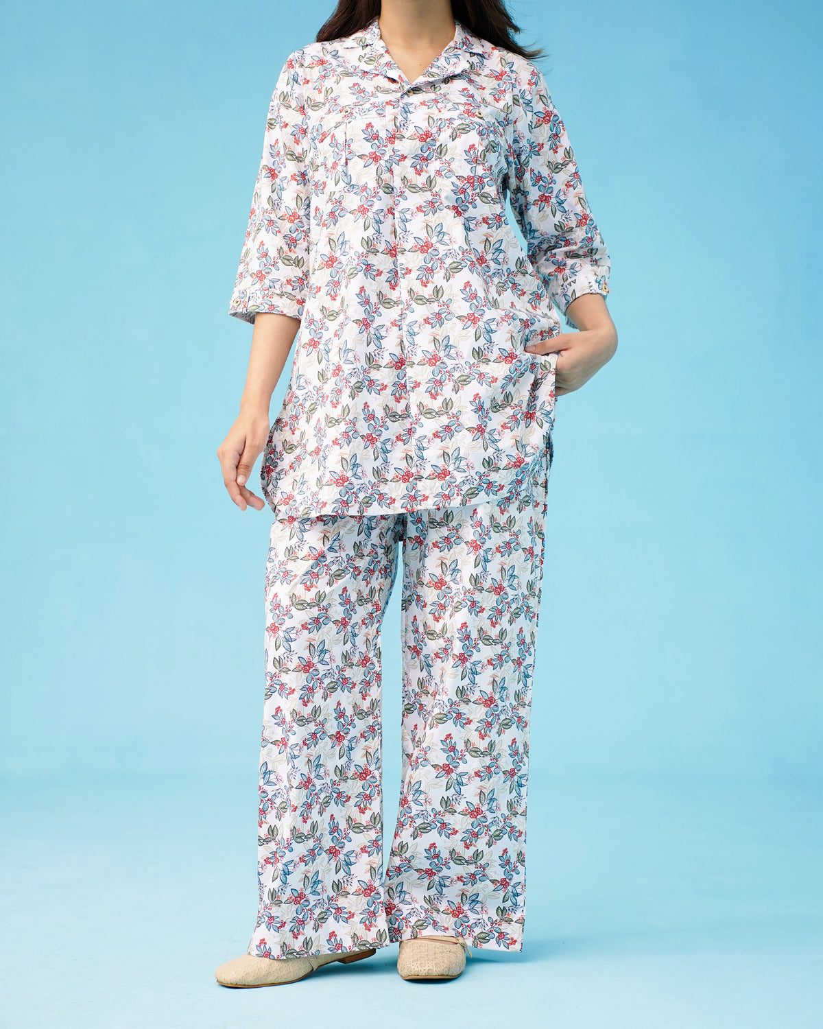 PRINTED white CO-ORD SET