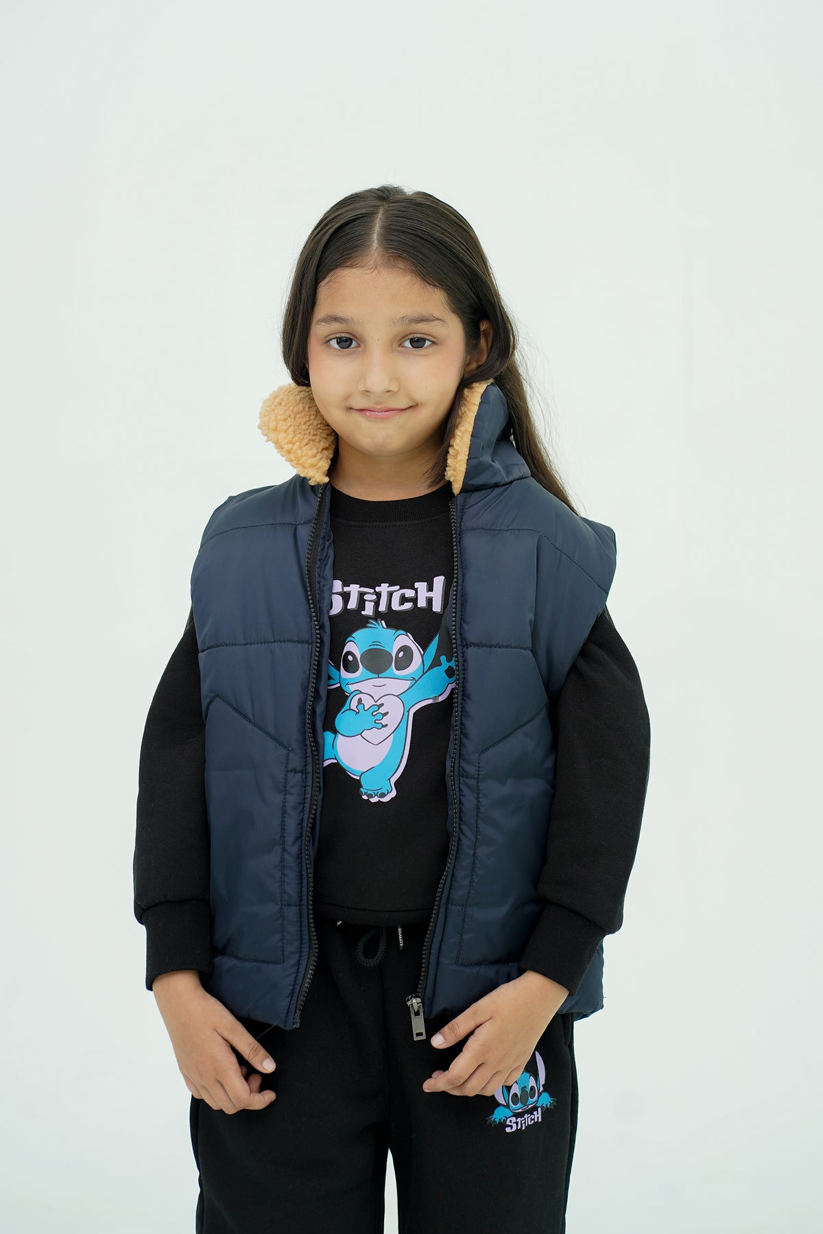SLEEVE LEES PUFFER NAVY JACKET Reality