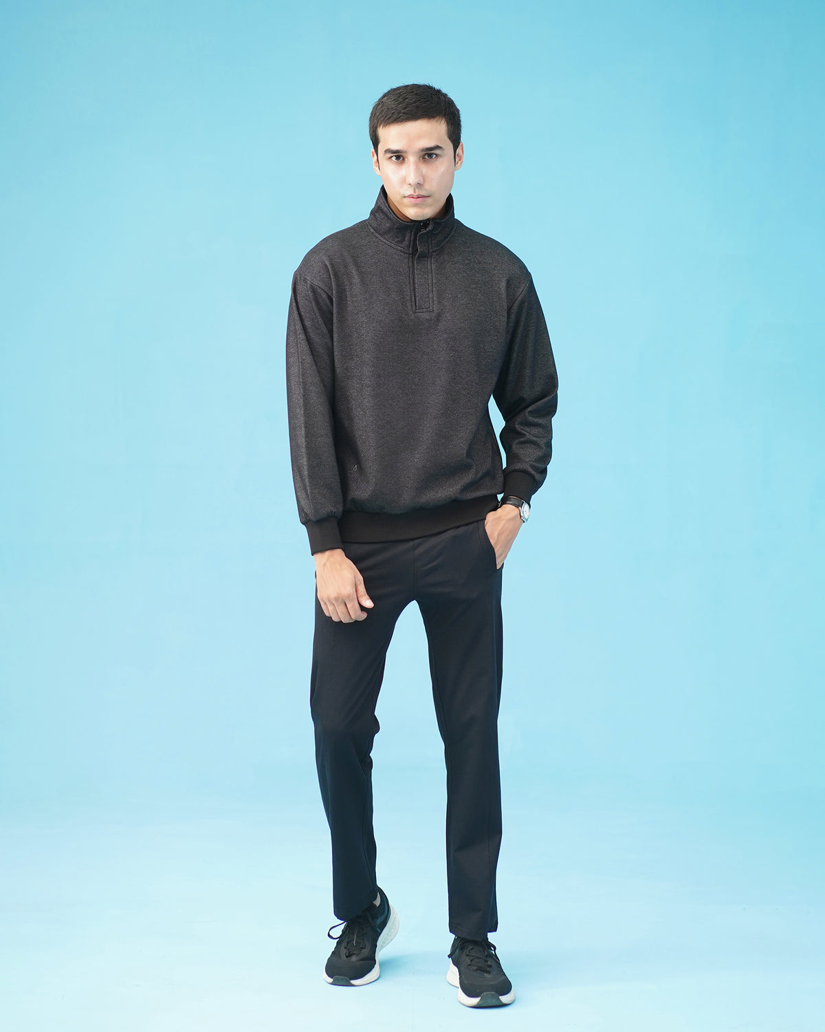 HALF ZIP BLACK MOCK NECK REALITY