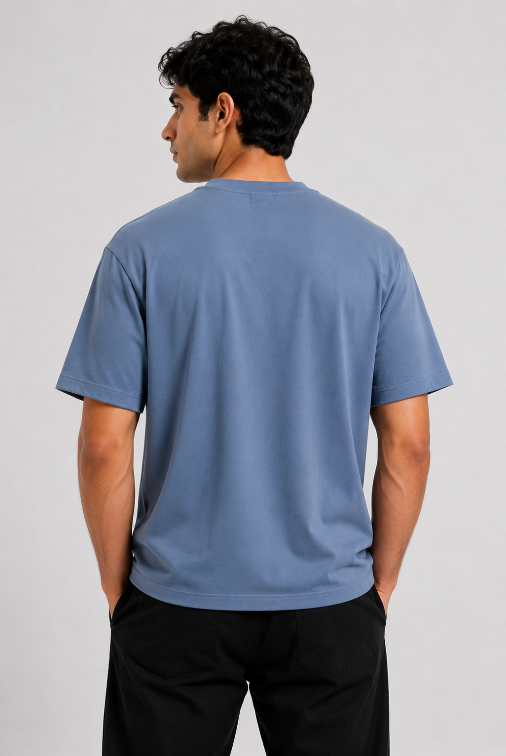 MEN DARK GREY DOWN SHOULDER T-SHIRT Reality