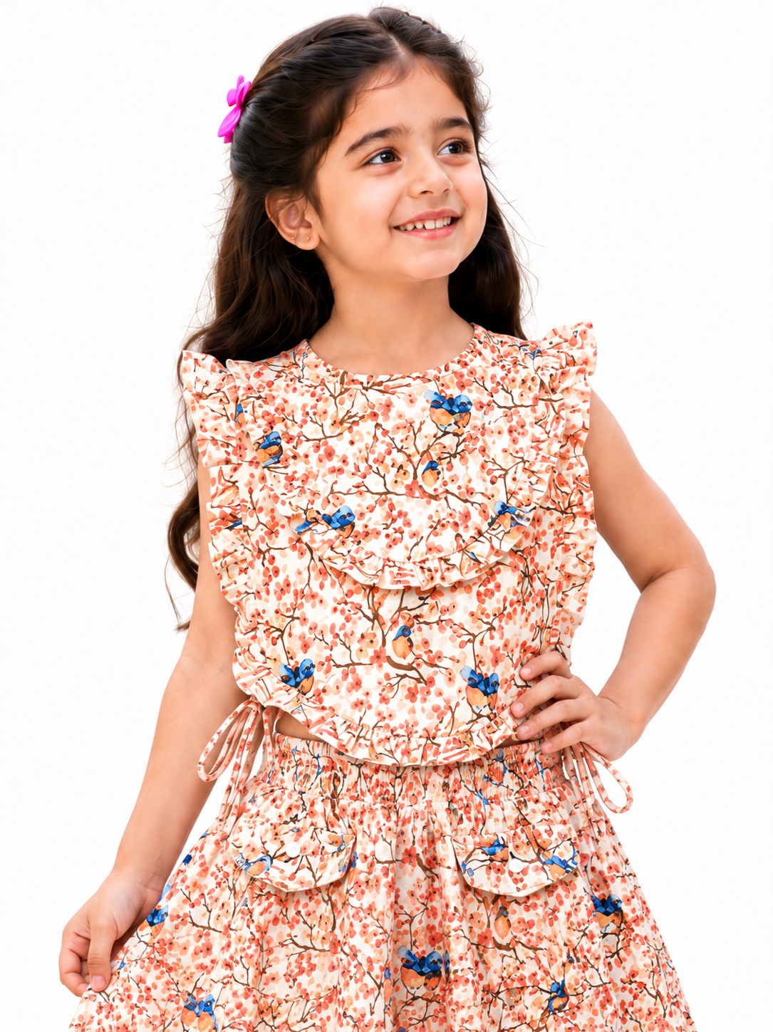 ORANGE BERRY BLOOM SKIRT SET