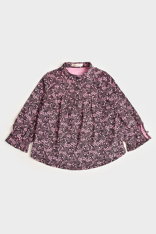 Purple Printed Croduroy Top