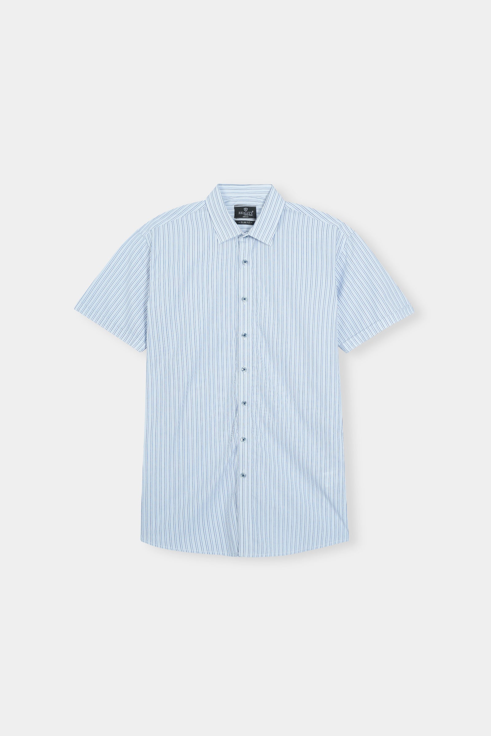 Blue and White Striped Short Sleeve Shirt Reality