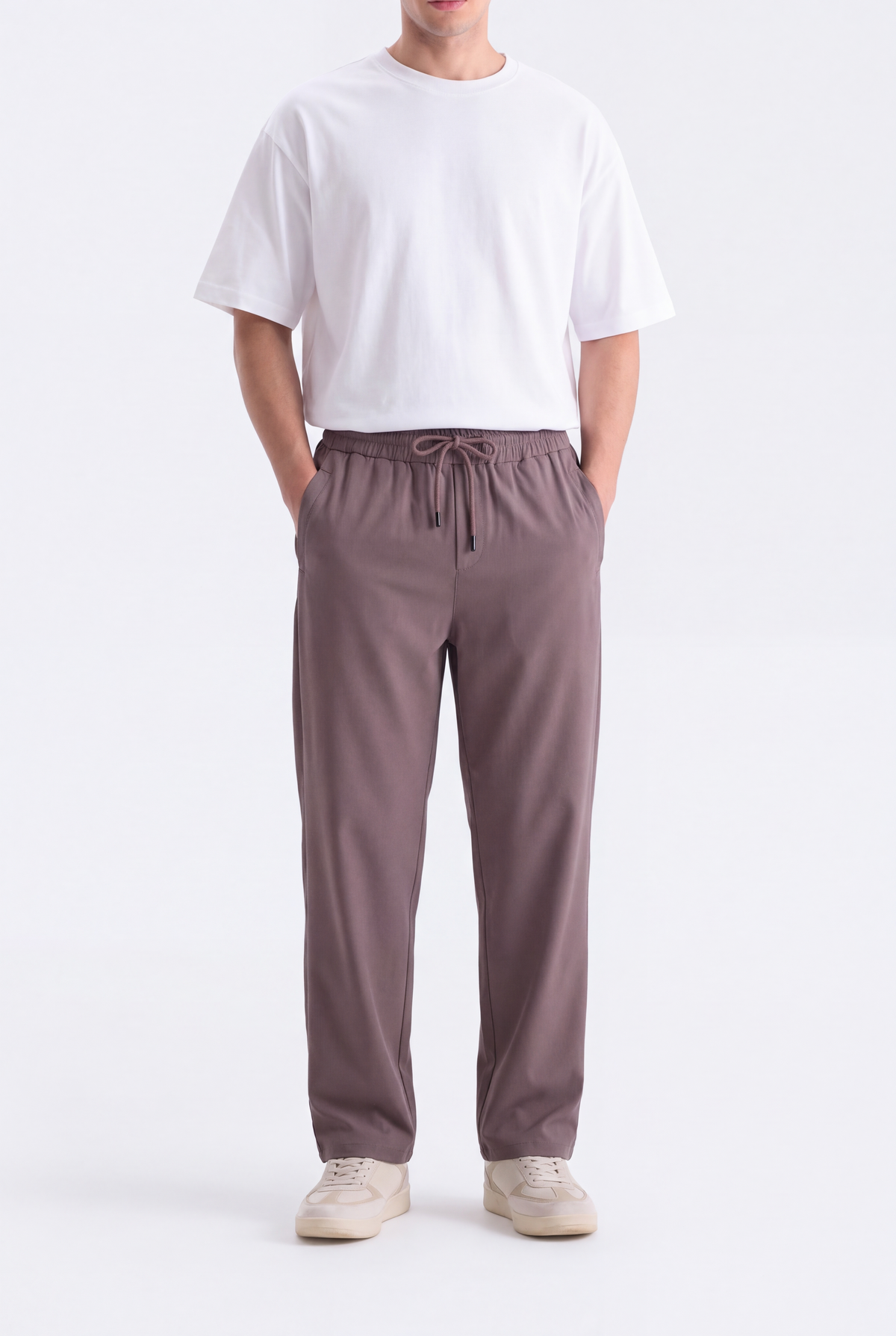 LIGHT BROWN INTERLOCK KNITTED TROUSER Reality