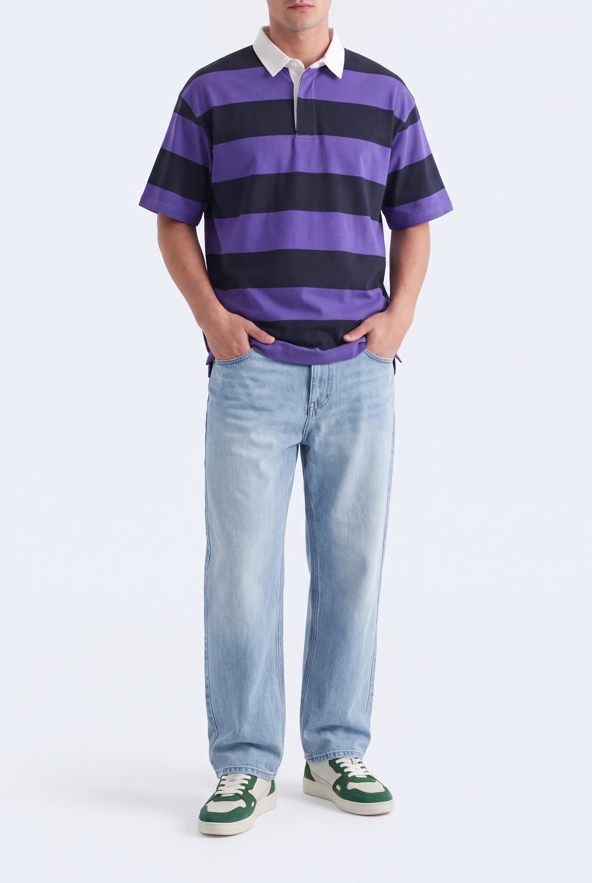 TWILL COLLAR YARN DYED pruple POLO Reality