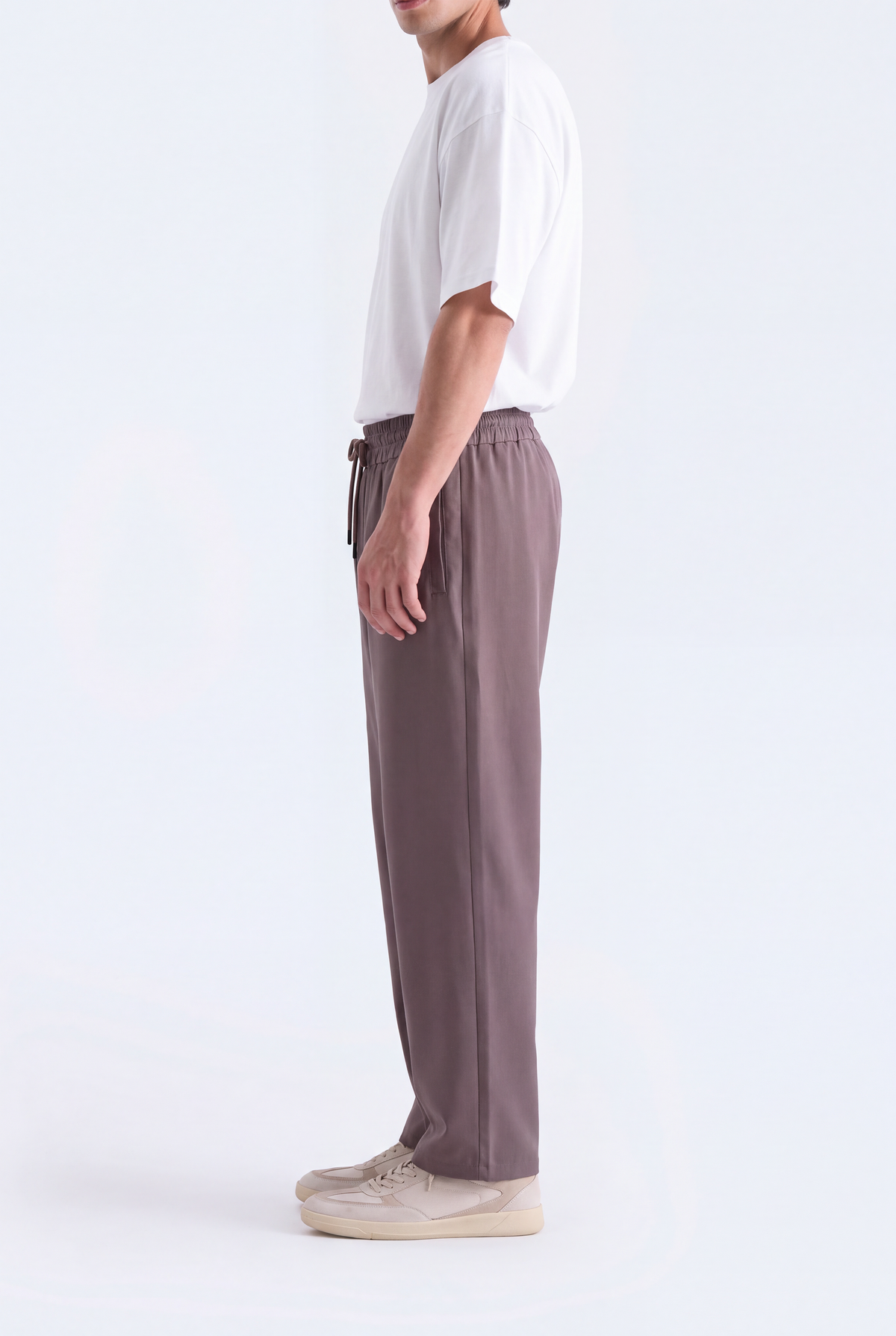 LIGHT BROWN INTERLOCK KNITTED TROUSER Reality