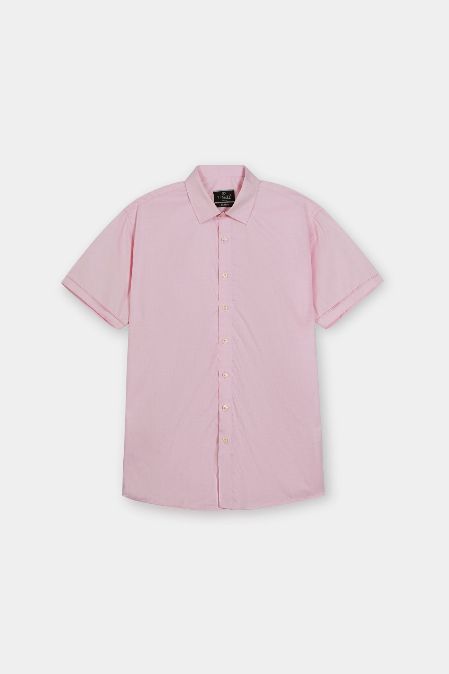 Men's Soft Pink Short Sleeve Button-Down Shirt Reality