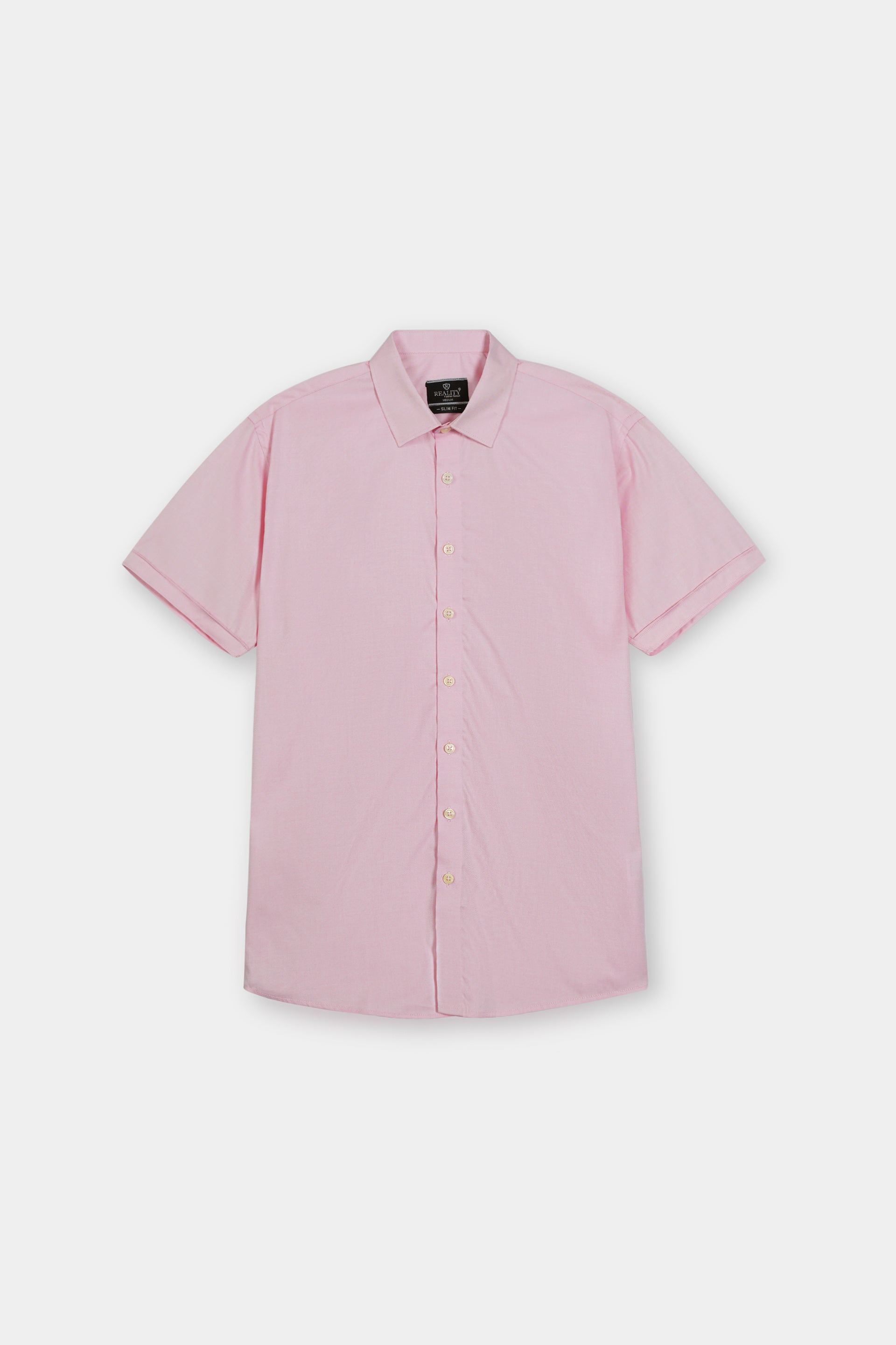 Men's Soft Pink Short Sleeve Button-Down Shirt Reality