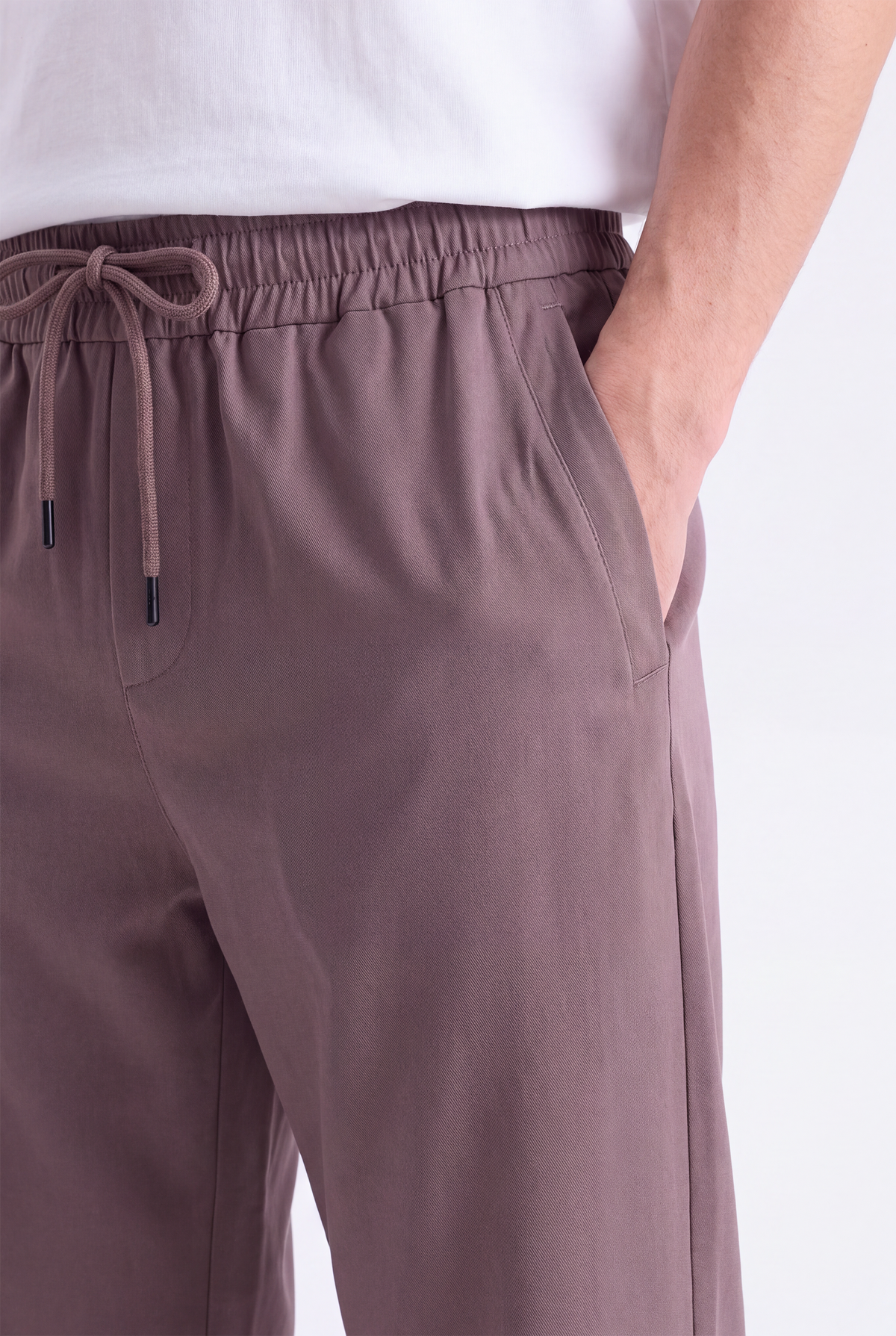 LIGHT BROWN INTERLOCK KNITTED TROUSER Reality