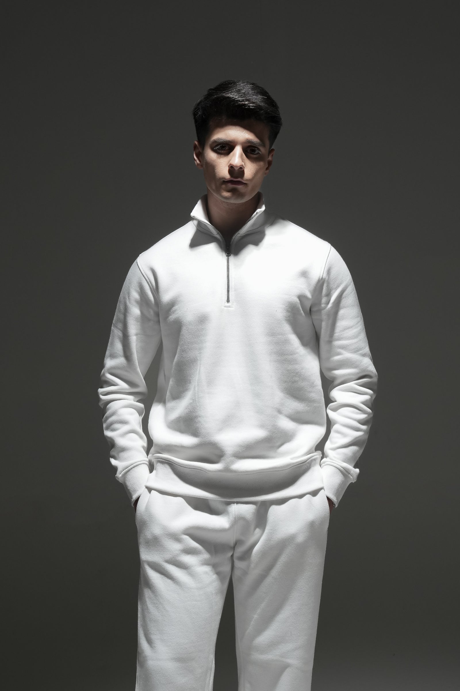 Men WHITE Zipper Pullover REALITY