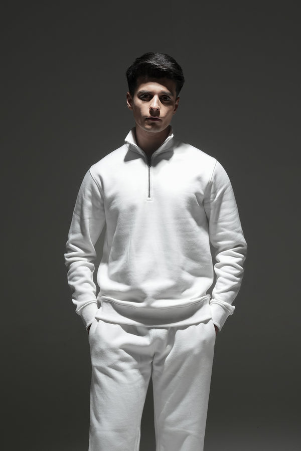 Men WHITE Zipper Pullover REALITY